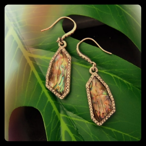 Jewelry - Iridescent Abalone Crystal Dangle hook earrings